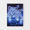 Broderie Diamant - Les frères tigres avec le papillon - Kit complet de Diamond Painting avec accessoires