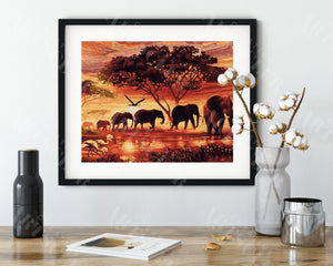 Peinture par numéros - La marche des éléphants d'afriques