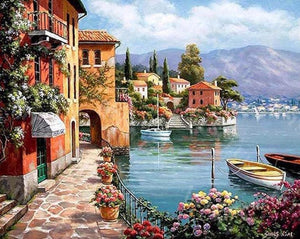 Peinture par numéros - Bord de lac en Italie