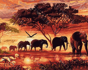 Peinture par numéros - La marche des éléphants d'afriques