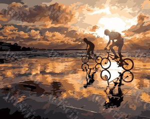 Peinture par numéros - Bord de mer en vélos