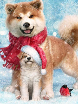 Broderie Diamant - Le chien de Noël - Kit complet de Diamond Painting avec accessoires